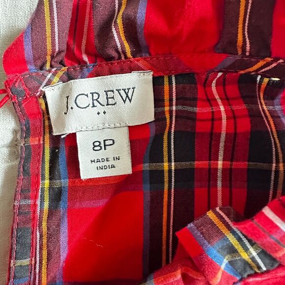 J.Crew Red Plaid Sleeveless Midi Dress – Size 8P - Picture 4 of 7